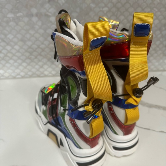 Anthony Wang White Holographic Game Changer Ankle Boots. Size 9 New - Picture 5 of 6